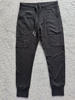AETHER Apparel Felix Pant Onyx Black Quilted French Terry Jogger Men Size S -EUC